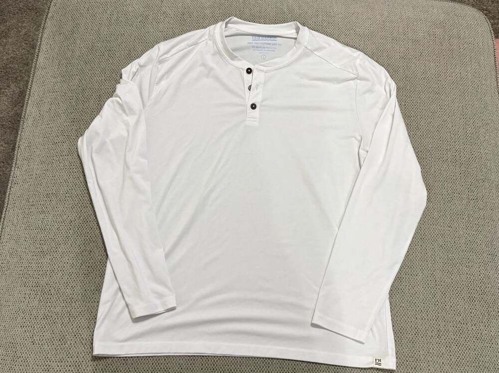 Fair Harbor Seabreeze Henley Men's White Long Sleeve Performance Shirt